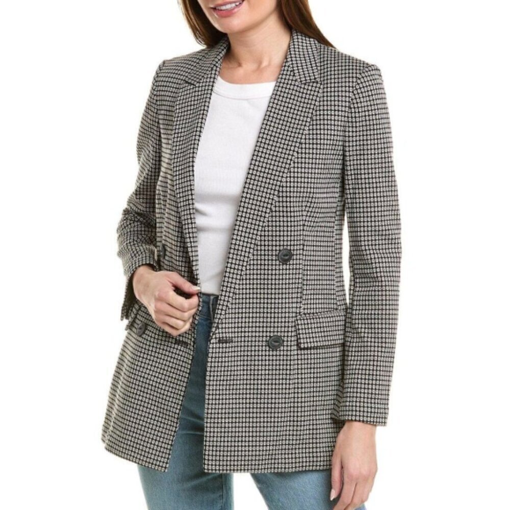 Rag & Bone 'Andie' Geo-Print Jacquard Cotton-Blend Blazer, Black Multi